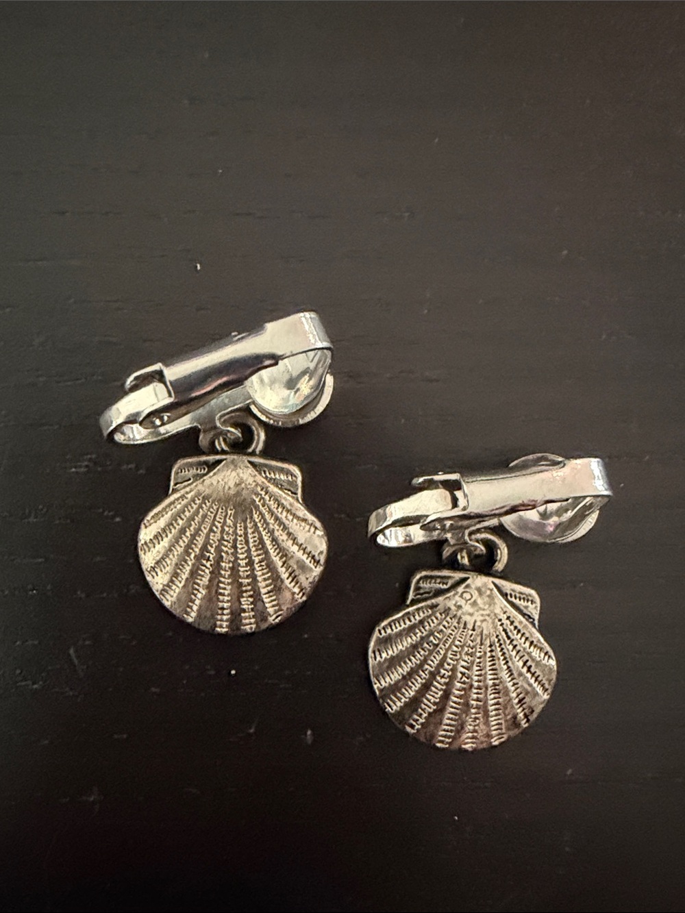 Silver Shell Clip-On Earrings - Seashell Charm